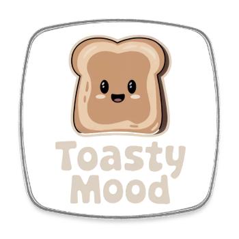 Toasty Mood – Toast Maskottchen - Viereckiger Kühlschrankmagnet - Weiß - Vorne