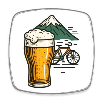 Mountain Beer Bike Ride - Square fridge magnet - white - Front