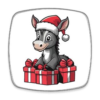 Esel Weihnachten Geschenke - Viereckiger Kühlschrankmagnet - Weiß - Vorne