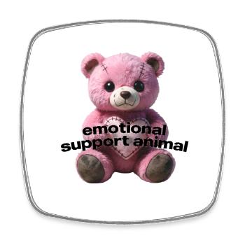 Emotional Support Bear with Sewing Stitches - Square fridge magnet - white - Front
