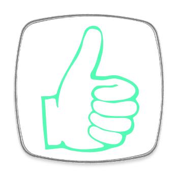Neon Thumbs Up Outline - Square fridge magnet - white - Front
