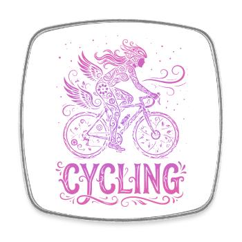 Fairy Cyclist in Pink Lace - Square fridge magnet - white - Front