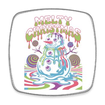 Bonhomme de neige de Noël fondant - Magnet carré - blanc - Devant