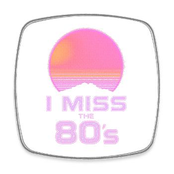 Ich vermisse die 80er – Neon-Sonnenuntergangs-Raster - Viereckiger Kühlschrankmagnet - Weiß - Vorne