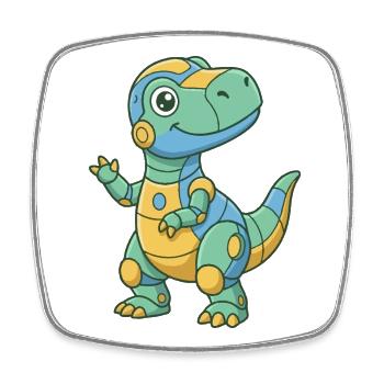 Robo-Dino Coloré - Magnet carré - blanc - Devant