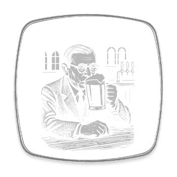 Existentialist Jean Paul Sartre trinkt Bier - Viereckiger Kühlschrankmagnet - Weiß - Vorne