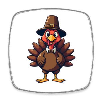 Thanksgiving Lustiger Thanksgiving Truthahn - Viereckiger Kühlschrankmagnet - Weiß - Vorne