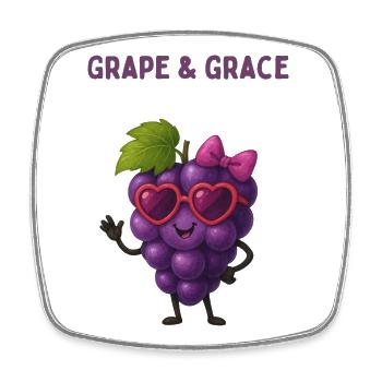 Grape  Grace - Traube mit Herzbrille  - Viereckiger Kühlschrankmagnet - Weiß - Vorne