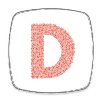 D, comme Chéri – une lettre qui touche - Magnet carré - blanc - Devant
