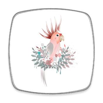 Delicate cockatoo in soft pastel shades - Square fridge magnet - white - Front