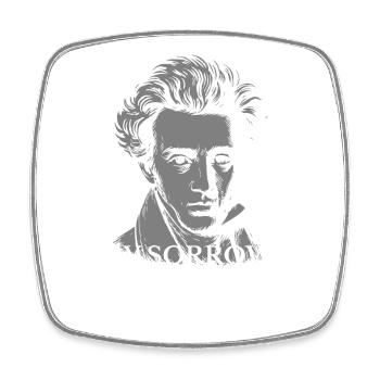 Kummer ist mein Schloss: Kierkegaard-Porträtzitat - Viereckiger Kühlschrankmagnet - Weiß - Vorne
