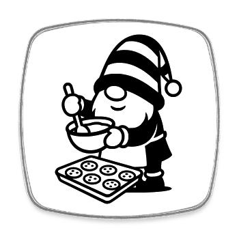 Biscuits de pâtisserie gnomes Gnome - Magnet carré - blanc - Devant