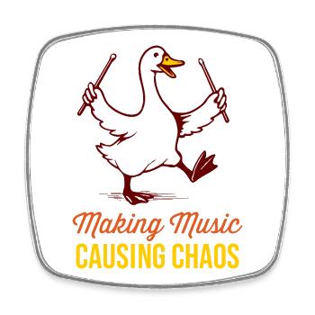 Funny Drummer Goose: Musikalisches Chaos - Viereckiger Kühlschrankmagnet - Weiß - Vorne