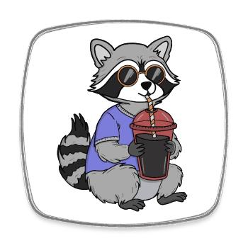 Chilled Raccoon with Sunglasses - Square fridge magnet - white - Front