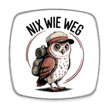 Nix Wie Weg Eulenabenteuer - Viereckiger Kühlschrankmagnet - Weiß - Vorne