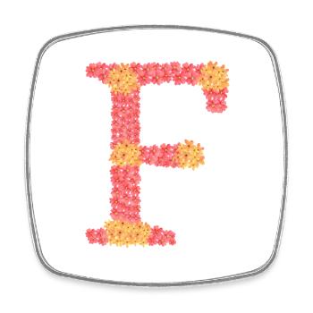 Dein Initial "F" mit Blüten  - Viereckiger Kühlschrankmagnet - Weiß - Vorne