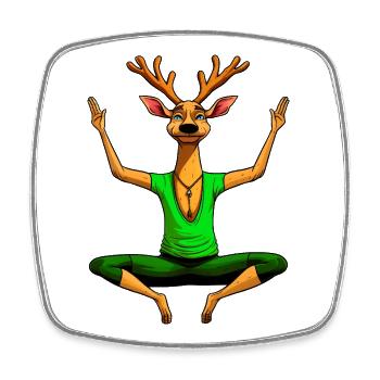 Cerf de yoga - Magnet carré - blanc - Devant
