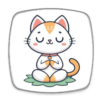 Meditative Zen Chat - Square fridge magnet - white - Front