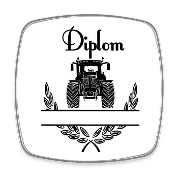 Diplom Tractor – Namensraum - Viereckiger Kühlschrankmagnet - Weiß - Vorne