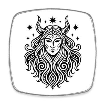 Rauhnächte Perchtenmaske Pagan Symbol - Viereckiger Kühlschrankmagnet - Weiß - Vorne