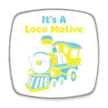 Lokomotiv Funny Train Wortspiel-Lokomotive - Viereckiger Kühlschrankmagnet - Weiß - Vorne
