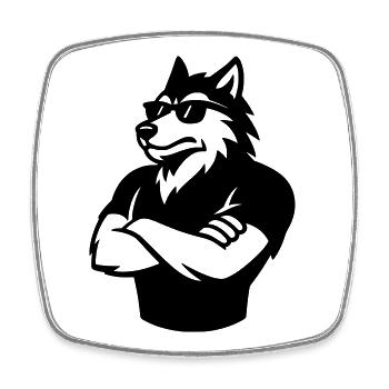 Un vieur de loup badass Vie nocturne cool Bro - Magnet carré - blanc - Devant