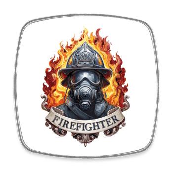 Firefighter Feuerwehr Feuerwehrmann - Square fridge magnet - white - Front