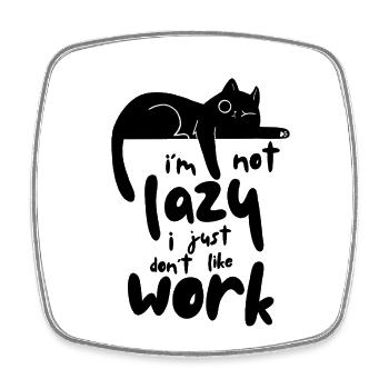 Lazy cat - Square fridge magnet - white - Front