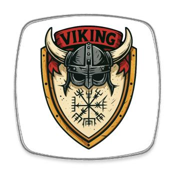 Viking Shield Helmet Emblem - Square fridge magnet - white - Front