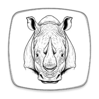 Nashorn - Viereckiger Kühlschrankmagnet - Weiß - Vorne
