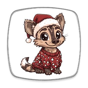 Hyäne Weihnachten Xmas - Viereckiger Kühlschrankmagnet - Weiß - Vorne