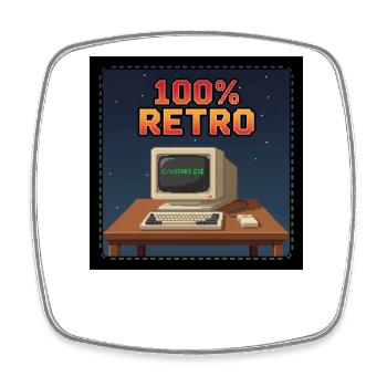 100 % Retro - Viereckiger Kühlschrankmagnet - Weiß - Vorne