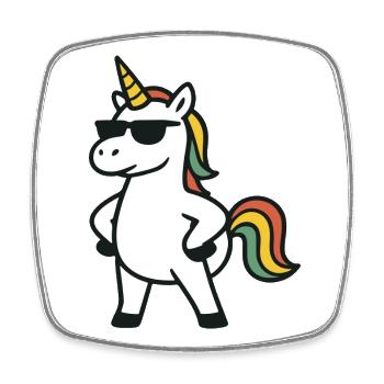 Cool Sunglasses Unicorn with Confident Pose Art - Square fridge magnet - white - Front