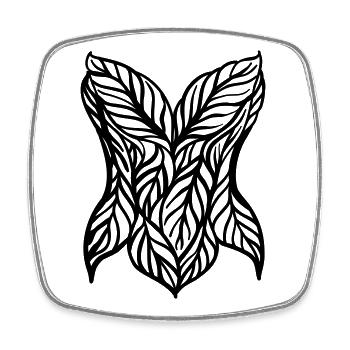 Elegant Leaf Corset – Nature Inspired Line Art - Square fridge magnet - white - Front