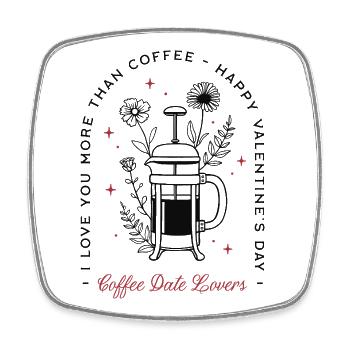 Citations romantiques drôles de café pour la Saint-Valentin rétro - Magnet carré - blanc - Devant