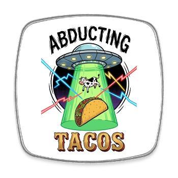 Abducting Tacos Alien - Viereckiger Kühlschrankmagnet - Weiß - Vorne