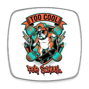 Too Cool Bulldog Skater - Viereckiger Kühlschrankmagnet - Weiß - Vorne
