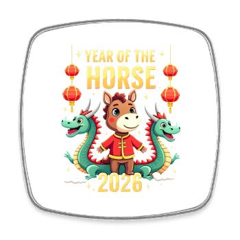Chinese New Year Of The Horse 2026 - Square fridge magnet - white - Front