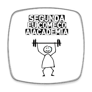 Segunda eu começo a academia - Square fridge magnet - white - Front