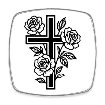 Cross Symbol Flowers - Square fridge magnet - white - Front