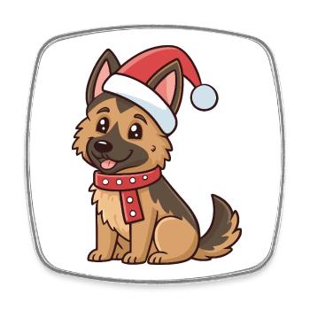Puppy Shepherd Weihnachtshut Rot - Viereckiger Kühlschrankmagnet - Weiß - Vorne