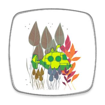 Neon Submarine in Colorful Foliage - Square fridge magnet - white - Front