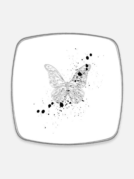 White Butterfly - Square fridge magnet - white