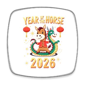 Chinese New Year Of The Horse 2026 - Square fridge magnet - white - Front