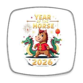 Chinese New Year Of The Horse 2026 - Square fridge magnet - white - Front