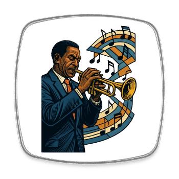 Trompeter Jazz Bebop Groove Poster Geschenk - Viereckiger Kühlschrankmagnet - Weiß - Vorne