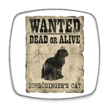 Schrödingers Katze gesucht Tot-oder-lebendig Physik-Wortspiel - Viereckiger Kühlschrankmagnet - Weiß - Vorne