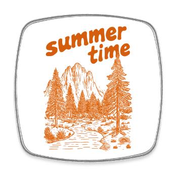 Sommerzeit Natursilhouette - Viereckiger Kühlschrankmagnet - Weiß - Vorne