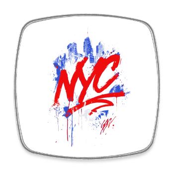 NYC Graffiti Skyline Splash - Viereckiger Kühlschrankmagnet - Weiß - Vorne