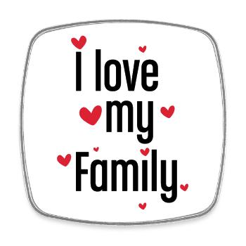 Cute I Love My Family Heart Graphic Gift Art - Square fridge magnet - white - Front